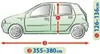 Diagram of a car with dimensions indicated by arrows and text. Voir les images du produit