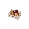 A wooden crate filled with toy food items, including an eggplant and bread rolls. Produktbild-Vorschau