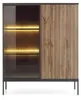 Moderne Geriffelte Vitrine LAGOS W2D Schwarz Eiche Wotan Produktbild-Vorschau 5