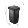 A product shot of a black trash can with dimensions indicated. Produktbild-Vorschau