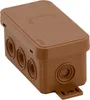 A brown electrical junction box with multiple entry points. Produktbild-Vorschau
