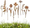 Gartenstecker Rost Blumen Gartendeko für Draußen,10er Produktbild-Vorschau 1