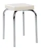 A white stool with a chrome metal frame is shown against a white background. Produktbild-Vorschau
