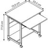 A line drawing of a rolling computer desk with dimensions indicated. Anteprima dell’immagine prodotto