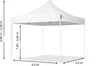 A white pop-up tent with dimensions indicated by measurement lines and text. Anteprima dell’immagine prodotto