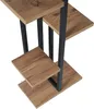 A close-up view of a multi-tiered plant stand with a wood-grain finish and black metal frame. Produktbild-Vorschau