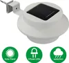 A white solar-powered light designed to attach to a gutter, with three green circular icons below highlighting its features. Produktbild-Vorschau