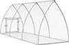 A silver-colored metal chicken coop with a mesh exterior and arched roof, shown from a diagonal angle with a white background. Voir les images du produit