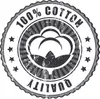 A circular stamp with a cotton boll graphic and text indicating "100% COTTON QUALITY". Produktbild-Vorschau