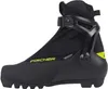 A black and yellow Fischer RC3 COMBI Unisex cross-country ski boot is shown against a white background. Produktbild-Vorschau
