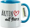 Huuraa Kaffeetasse Ärztin mit Herz 330ml Blau Keramik Produktbild-Vorschau 1