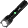 A black flashlight with a green button and a silver bezel is shown against a white background. Náhled obrázku produktu