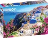 Puzzle 1000 dielov Enjoy – Pohľad na Santorini s kvetmi, Náhľad obrázku produktu 1