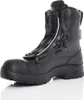 A black leather work boot with a zipper closure is shown against a white background. Produktbild-Vorschau