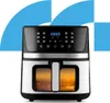 A modern air fryer with a digital display and a transparent window showing the cooking chamber. Produktbild-Vorschau
