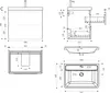 Technical drawings and dimensions of a bathroom vanity set. Anteprima dell’immagine prodotto