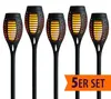 5er Set Solar Gartenfackel mit Flammeneffekt | 4 in 1 Produktbild-Vorschau 1
