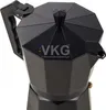 Close-up shot of the top of a black moka pot coffee maker. Náhled obrázku produktu