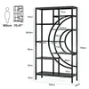 A diagram showing the dimensions of a black geometric bookshelf. Voir les images du produit