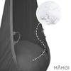 Close-up of a gray fabric swing seat with a magnified view of white filling material. Náhľad obrázku produktu