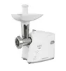 A white electric meat grinder is shown against a white background. Podgląd zdjęcia produktu