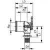 Technical drawing with dimensions of a plumbing fitting. Anteprima dell’immagine prodotto