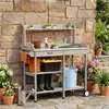 Gärtnertisch 112x43x120 cm Pflanztisch mit Schubladen  | Produktbild-Vorschau 5