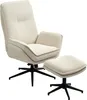 A beige corduroy armchair and ottoman set on a white background. Voir les images du produit