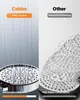 A split image comparing two shower heads, one labeled 'Cobbe' with 'Hohe Qualitat' and 'wassersparender 30%', and the other labeled 'Other' with 'WasserdruckGeringe' and 'High Water Consumption'. Produktbild-Vorschau