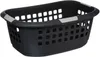 A gray laundry basket with silver accents on a white background. Produktbild-Vorschau
