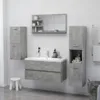 A modern bathroom vanity with a sink, mirror, and storage cabinets. Produktbild-Vorschau