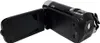 A black digital camcorder with its screen open, shown from a diagonal angle against a white background. Produktbild-Vorschau