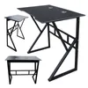 Three different black desks are displayed against a white background. Náhled obrázku produktu