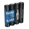 Four AAA batteries are arranged in a row, with a blue label wrapped around the front two. Produktbild-Vorschau