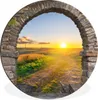 MuchoWow® Aluminium Wandkreis Landleben - Sonne - Aussicht Produktbild-Vorschau 1