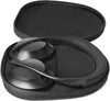 A pair of black headphones folded inside their black protective case. Produktbild-Vorschau