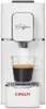 A white espresso machine with a cup of coffee on its drip tray. Produktbild-Vorschau