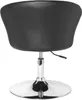 The back view of a black leather-look armchair with a chrome base and adjustable height. Produktbild-Vorschau
