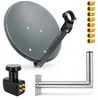 PremiumX SAT Anlage 80cm Antenne Quad LNB 8x F-Stecker Produktbild-Vorschau 1