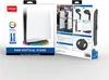 The image shows the retail packaging for an RGB vertical stand for a PS5 Slim console. The packaging displays the product, its features, and installation instructions. Podgląd zdjęcia produktu