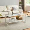 Couchtisch 'Ruokolahti' mit Gitterablage Stahl 102x43x46cm Produktbild-Vorschau 1