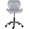 A gray upholstered office chair with a chrome base and wheels, shown from the front on a white background. Podgląd zdjęcia produktu