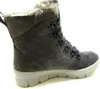 A side view of a gray suede boot with fur trim. Produktbild-Vorschau