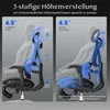 Diagrams illustrating the height and depth adjustment features of an ergonomic office chair, shown with a mannequin. Anteprima dell’immagine prodotto