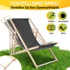 A gray fabric deck chair is shown on a grassy surface, with multiple adjustable positions indicated by numbered arrows. Icons and text suggest uses like sleeping, sunbathing, reading, and camping. Anteprima dell’immagine prodotto