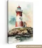 MuchoWow® - Leinwandbilder - Leuchtturm - Felsen - Weiß - Produktbild-Vorschau 1
