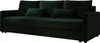 A dark green sofa with throw pillows. Produktbild-Vorschau