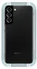 The back of a black Samsung smartphone in a light blue protective case. Podgląd zdjęcia produktu