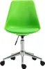 A bright green office chair with a silver base and wheels, isolated on a white background. Voir les images du produit