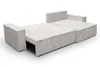 A beige sectional sofa bed is shown in an open state, with the bed extended. Produktbild-Vorschau